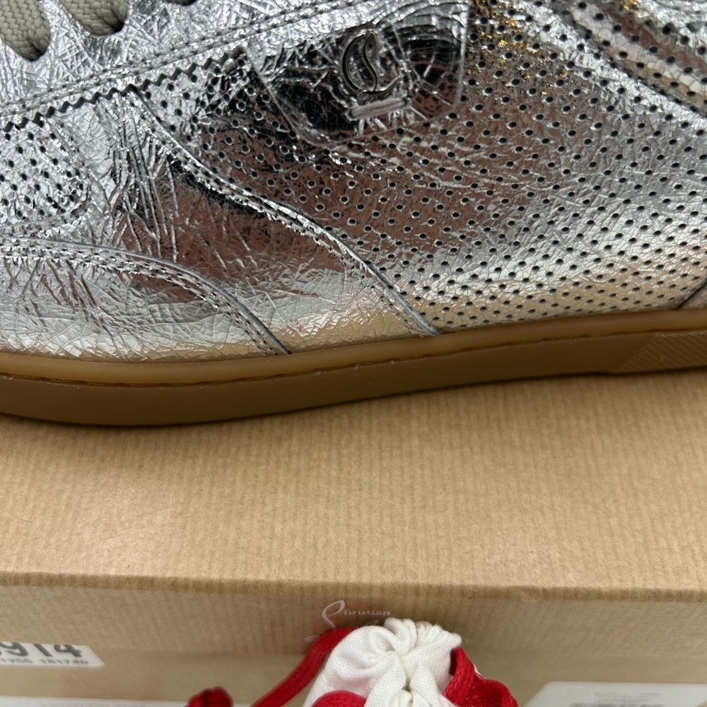 Men's Christian Louboutin tutti rui low top metallic leather sneakers size 43 - Picture 7 of 13